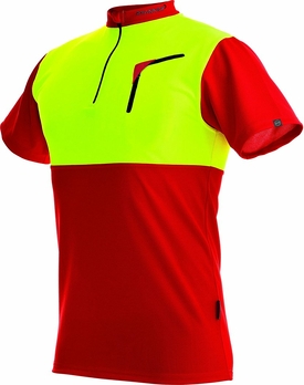 104059 60 Zipp Neck Shirt kurzarm 375 Cocona 2018 rot neongelb